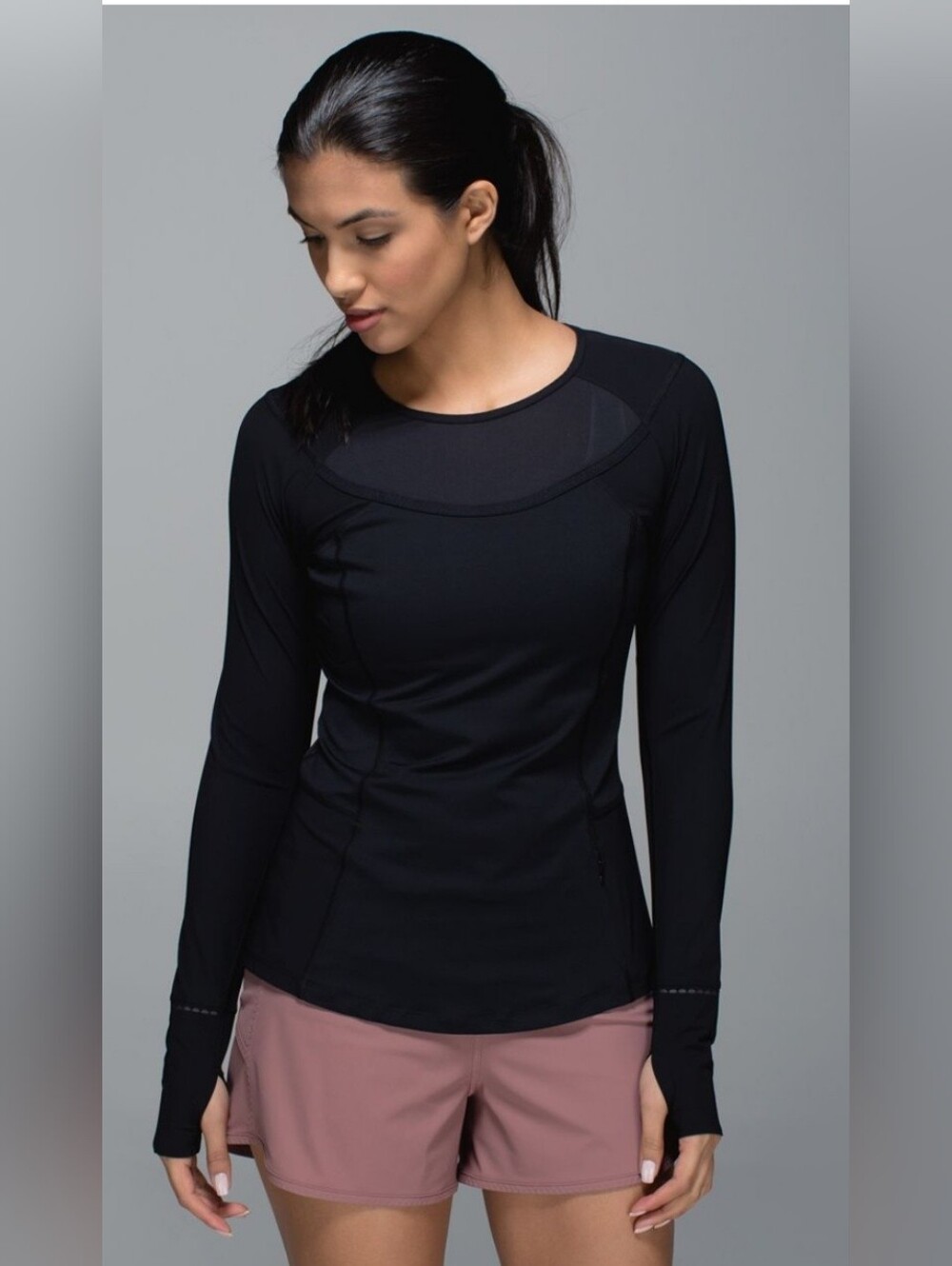 Sz M - Lululemon Women's Long-Sleeve Trail Bound Black Athletic Top